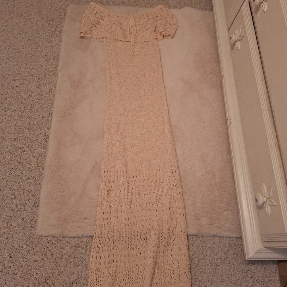 Biege sun dress/ bathing suit cover up.